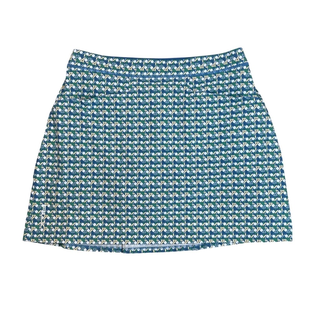 RLX Ralph Lauren Golf Skort Blue Green Geometric Lattice Print Womens Size M
